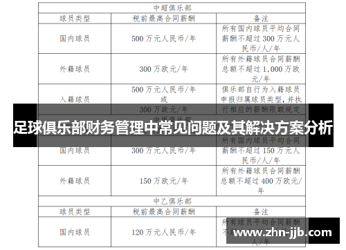 足球俱乐部财务管理中常见问题及其解决方案分析 足球俱乐部财务管理中常见问题及其解决方案分析